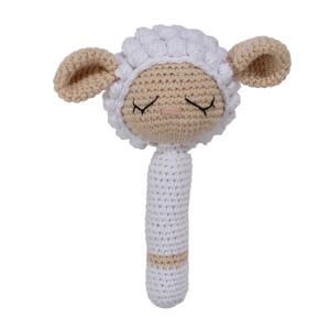 Amigurumi Sevimli Beyaz Kuzu Çıngıraklı Organik Oyuncak