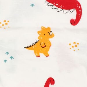 Erkek Bebek Beyaz Renkli Dino Baskılı Uzun Kollu Zıbın