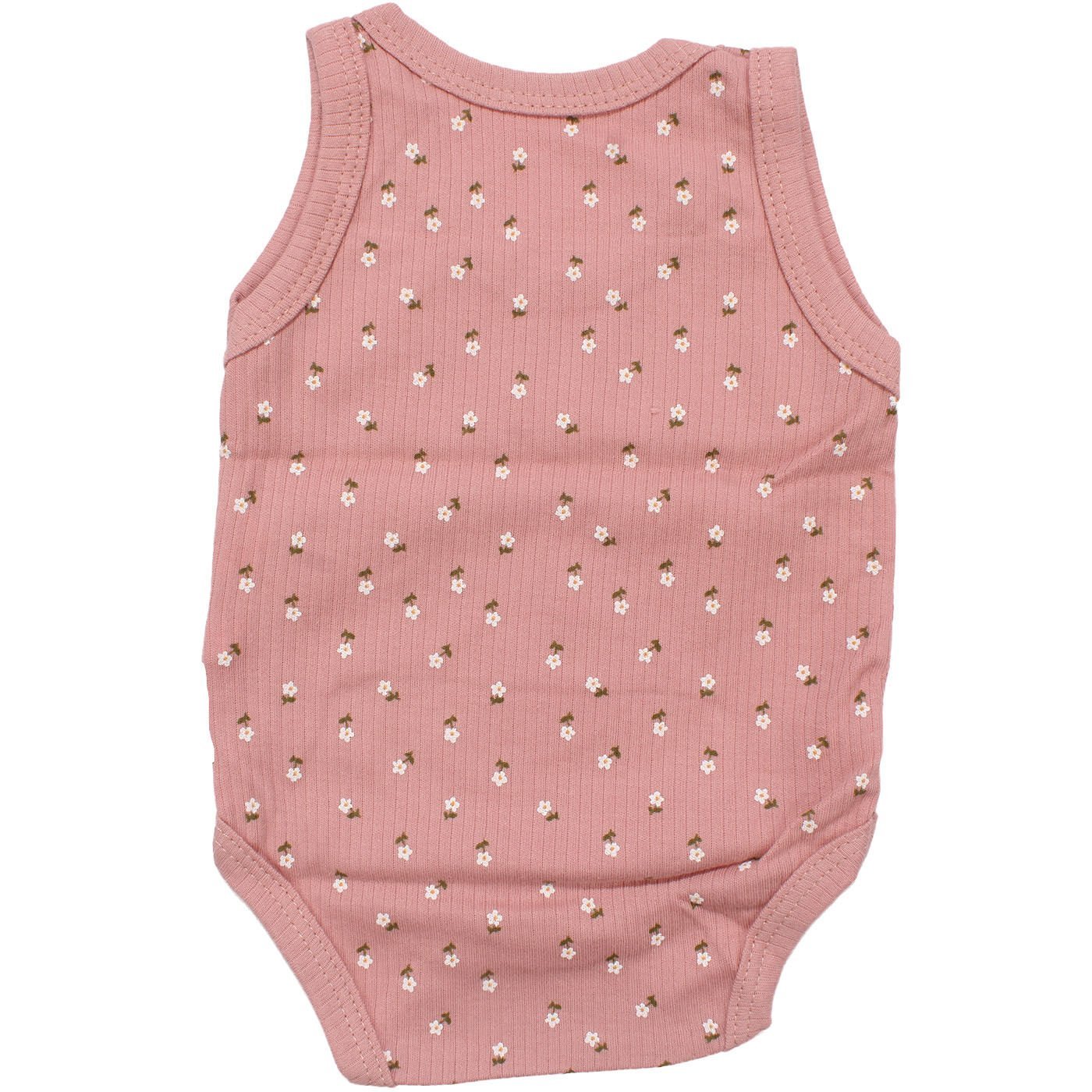 Kız Bebek Gül Kurusu Raporlu Çiçek Desenli Askılı Zıbın