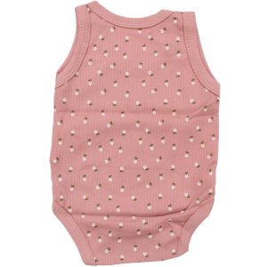 Kız Bebek Gül Kurusu Raporlu Çiçek Desenli Askılı Zıbın