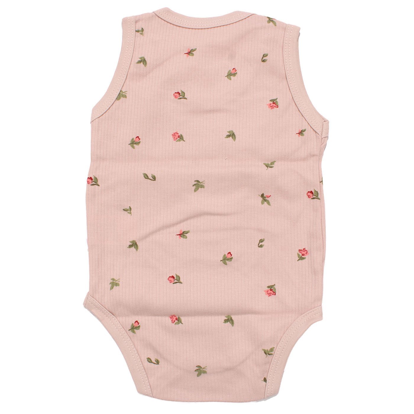 Kız Bebek Pembe Raporlu Çiçek Desenli Askılı Zıbın