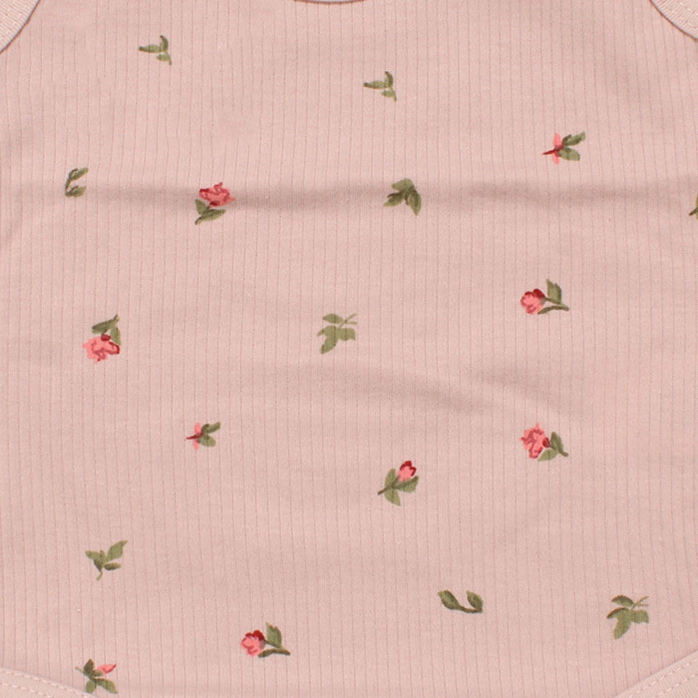 Kız Bebek Pembe Raporlu Çiçek Desenli Askılı Zıbın