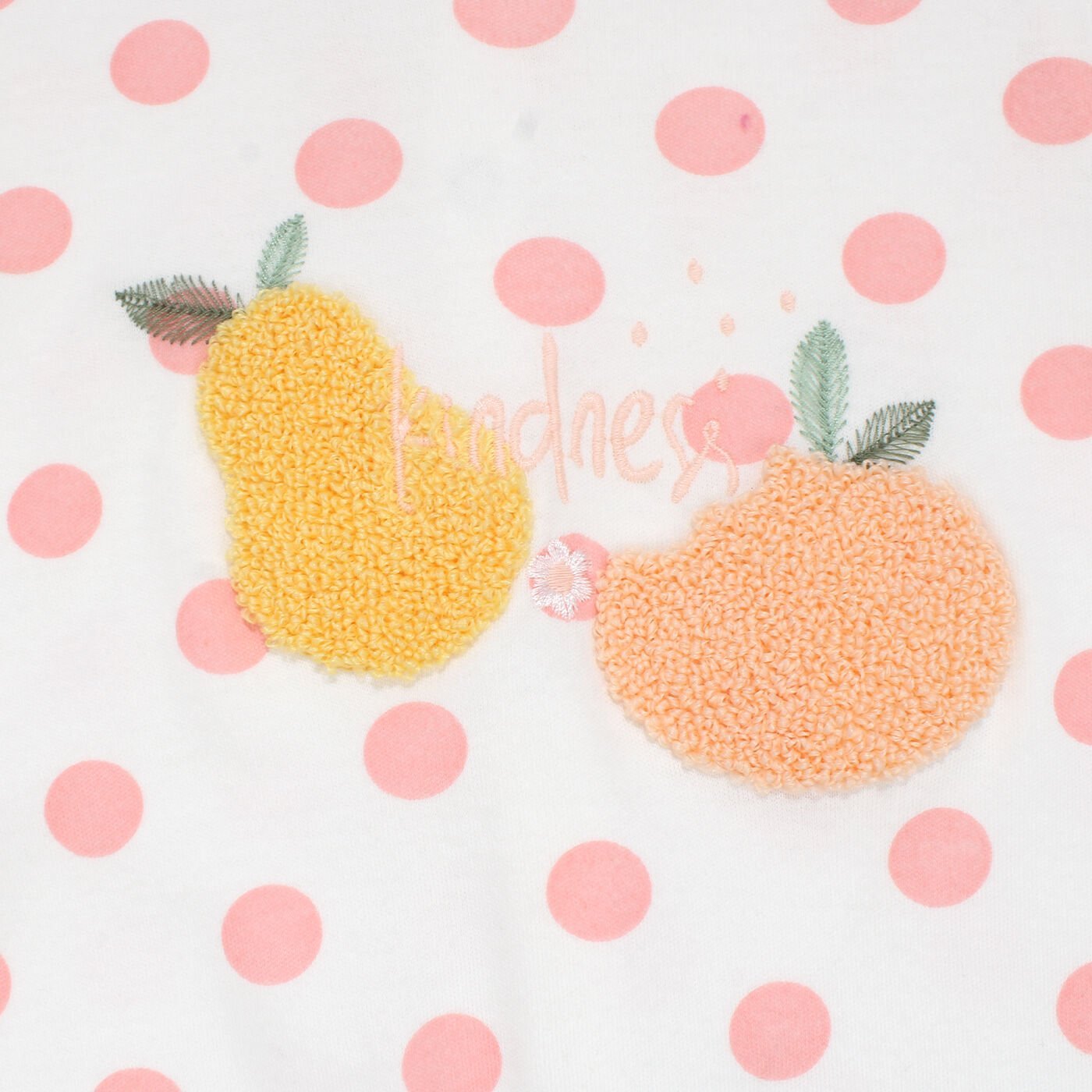 Kız Bebek Beyaz Pembe Puanlı Armut Nakışlı Tulum