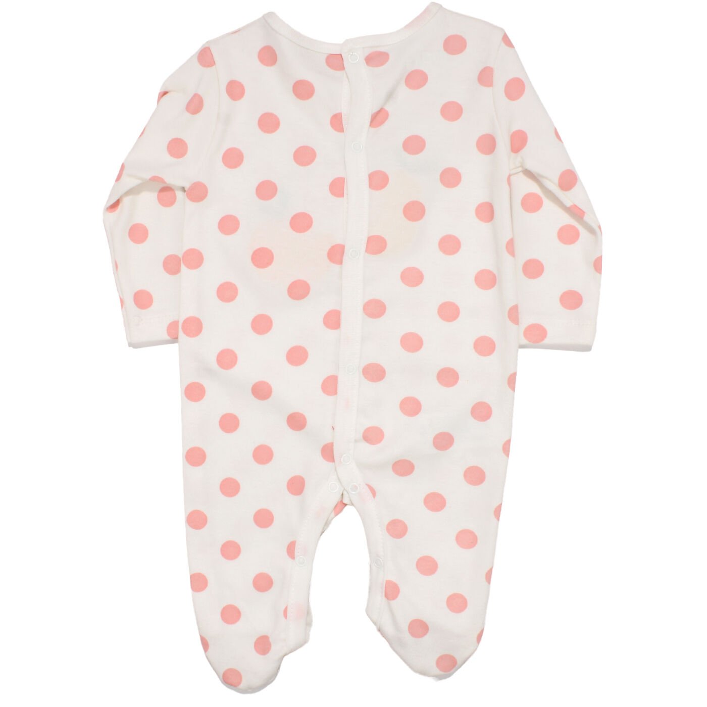 Kız Bebek Beyaz Pembe Puanlı Armut Nakışlı Tulum