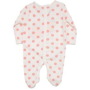 Kız Bebek Beyaz Pembe Puanlı Armut Nakışlı Tulum