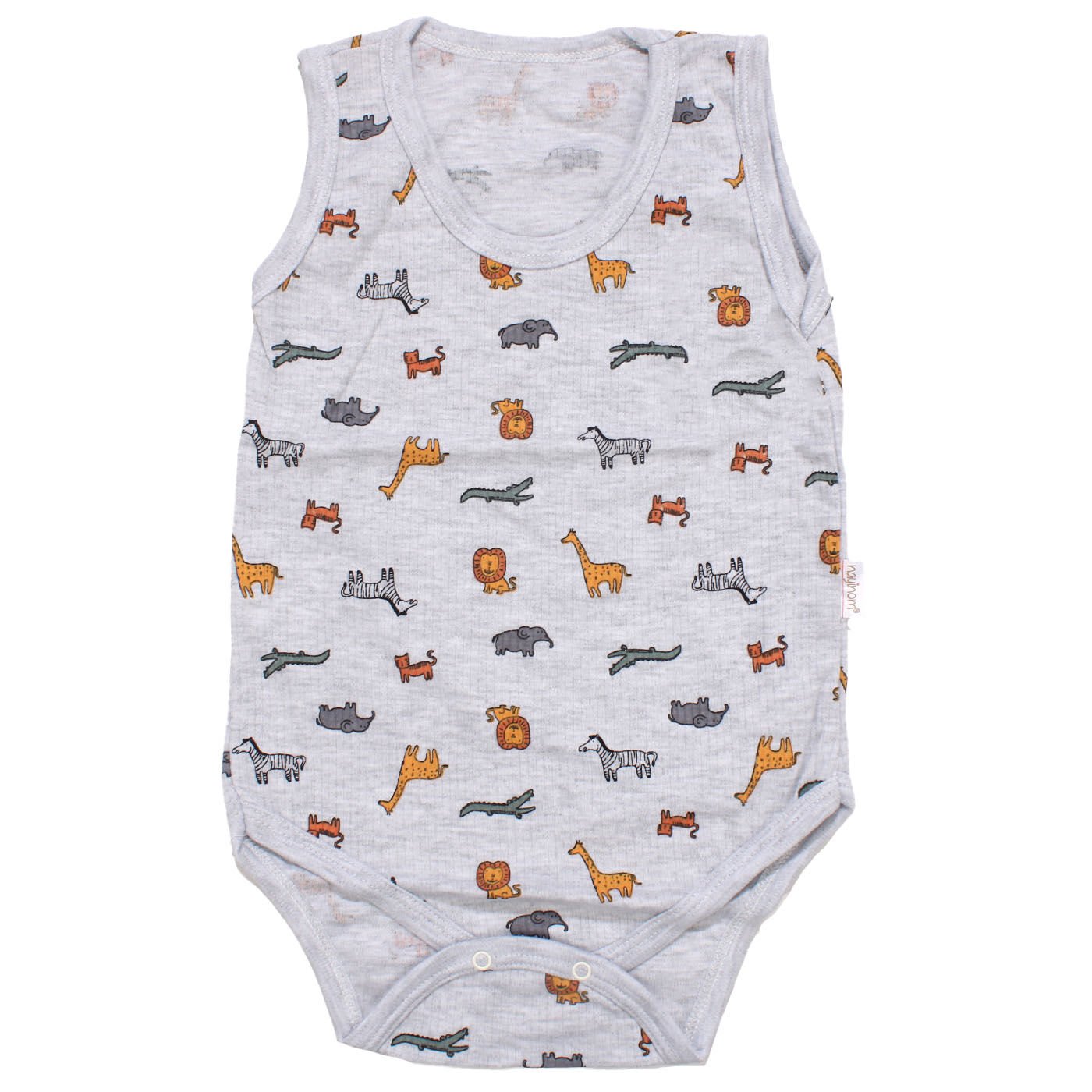 Erkek Çocuk Gri Hayvan Baskılı Raporlu Askılı Zıbın