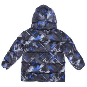 Erkek Çocuk Siyah Mavi Gri Desenli Şişme Mont