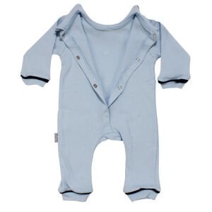 Erkek Bebek Mavi Laci Biyeli Bereli Tulum Battaniye Dört Parça Set 0-3 Ay