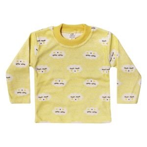 Bulut Desenli Alt Üst Sarı 2'li Pijama Takım