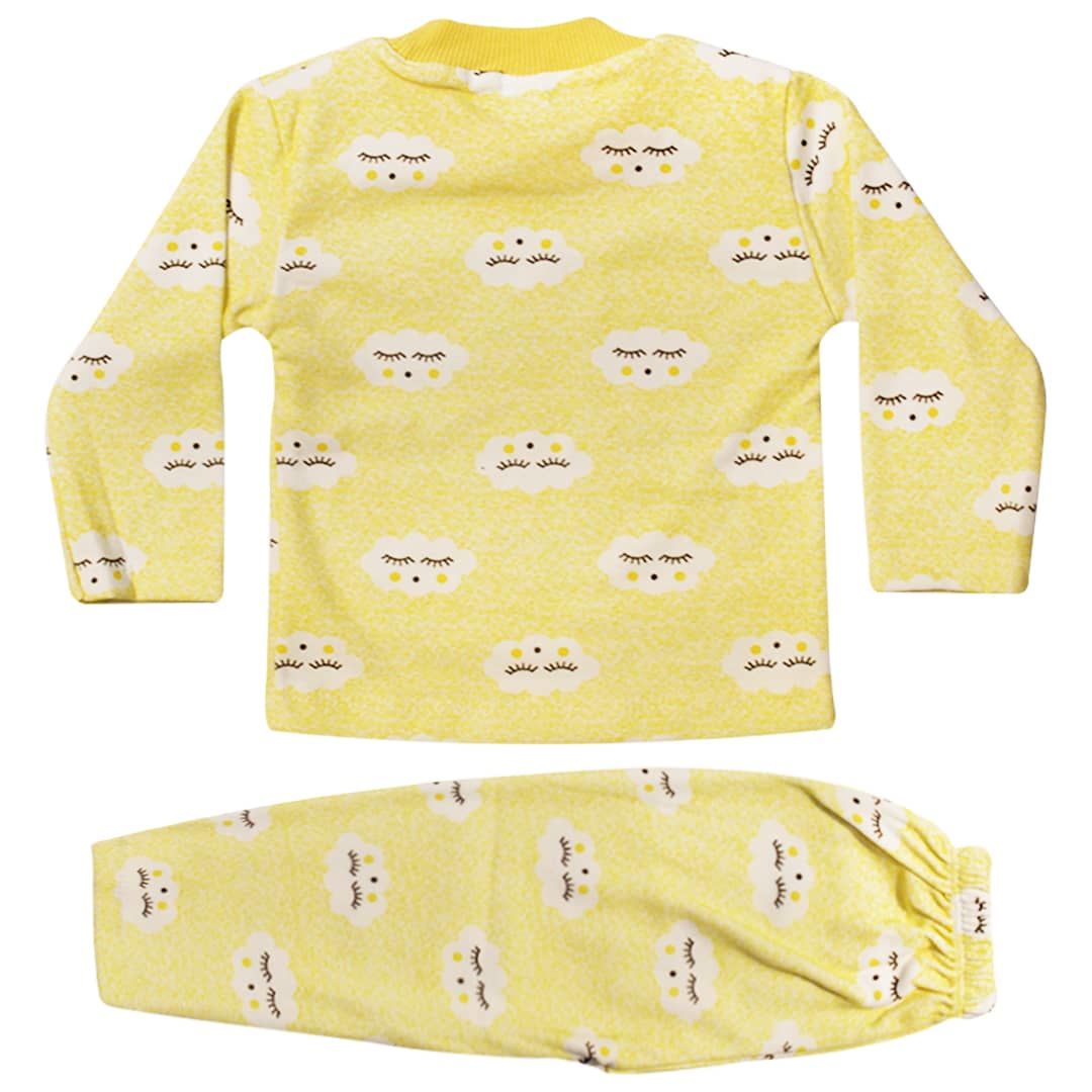 Bulut Desenli Alt Üst Sarı 2'li Pijama Takım