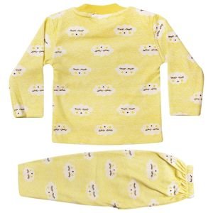Bulut Desenli Alt Üst Sarı 2'li Pijama Takım