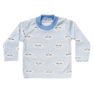 Erkek Bebek Bulut Desenli Alt Üst Mavi 2'li Pijama Takım