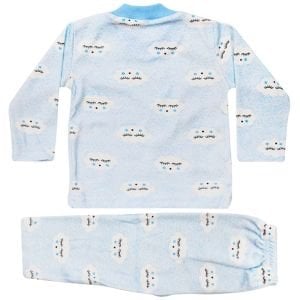 Erkek Bebek Bulut Desenli Alt Üst Mavi 2'li Pijama Takım