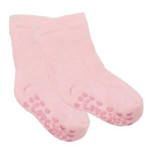 Unisex Pembe Love Kaydırmaz Taban Polar Çorap