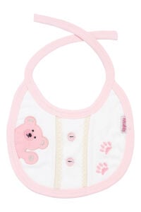 Unisex Pembe Ayı Baskılı Patili Bağlamalı Önlük