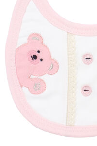 Unisex Pembe Ayı Baskılı Patili Bağlamalı Önlük