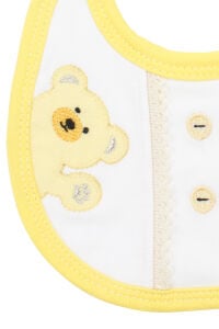 Unisex Sarı Ayı Baskılı Patili Bağlamalı Önlük