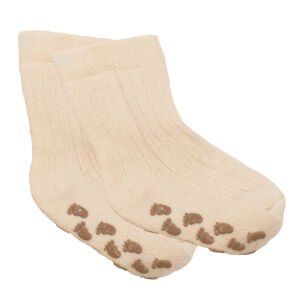 Unisex Ekru Kaydırmaz Taban Polar Çorap