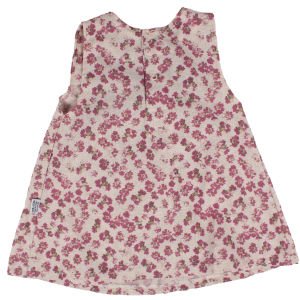 Kız Bebek Bej Mor Çiçek Desenli Büyük Fiyonklu Elbise