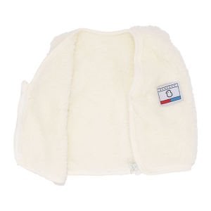 Unisex Ekru Welsoft Peluş Fermuarlı Yelek