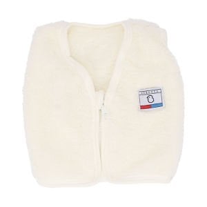 Unisex Ekru Welsoft Peluş Fermuarlı Yelek