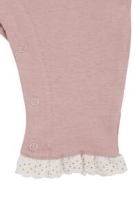 Kız Bebek Gül Kurusu Çiçek Nakışlı Fistolu Tulum