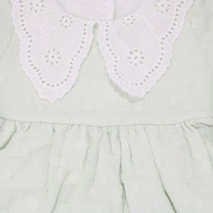 Kız Bebek Su Yeşili Bebe Yakalı Puantiyeli Elbise