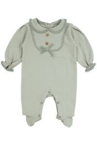 Kız Bebek Yeşil Fistolu Yakalı Düğmeli Patikli Tulum