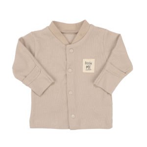 Unisex Bej Fitilli Düğümlü Bereli Little me Kendinden Eldivenli 3'lü Takım
