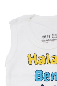 Unisex Beyaz Halam Beni Çok Seviyor Yazılı Askılı Zıbın