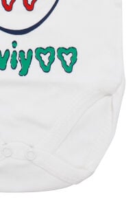 Unisex Beyaz Halam Beni Çok Seviyor Yazılı Askılı Zıbın