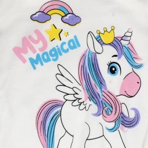 Kız Bebek Beyaz Pembe Unicorn Desenli Zıbın 3'lü Takım