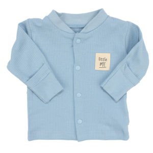 Unisex Mavi Fitilli Düğümlü Bereli Little me Kendinden Eldivenli 3'lü Takım