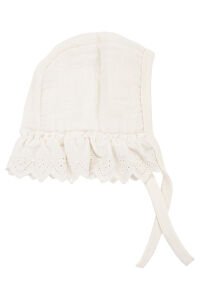 Kız Bebek Ekru Güllü Fistolu Yakalı Bereli Müslin Tulum