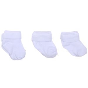 Unisex Beyaz 3'lü Bebek Çorap 0-6 AY