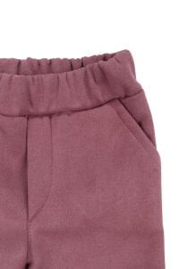 Kız Bebek Ekru Pembe Peluş Yelekli Müslin Gömlekli 3'lü Lüks Takım