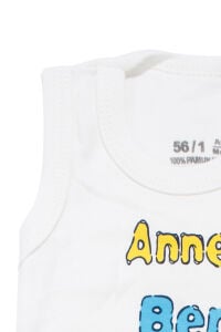 Unisex Beyaz Annem Beni Çok Seviyor Yazılı Askılı Zıbın