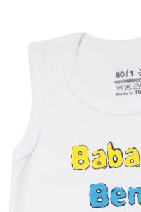 Unisex Beyaz Babam Beni Çok Seviyor Yazılı Askılı Zıbın