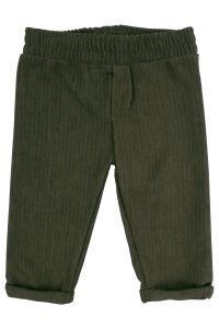 Erkek Bebek Ekru Yeşil Ekose Desenli Şönil Ceketli 3'lü Takım