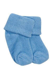 Unisex Beyaz Mavi Kiremit 3'lü Çorap Set 0-6 Ay