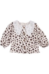 Kız Bebek Ekru Bordo Çiçek Desenli Şort Etekli 3'lü Lüks Takım