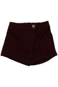 Kız Bebek Ekru Bordo Çiçek Desenli Şort Etekli 3'lü Lüks Takım