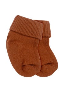 Erkek Bebek Laci Beyaz Tarçın 3'lü Çorap Set 0-6 Ay