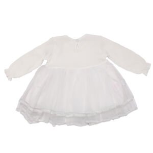 Kız Bebek Beyaz Tüllü Renkli Çiçekli Elbise