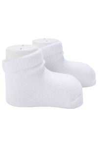 Unisex Beyaz Düz Patik Çorap 0-6 Ay