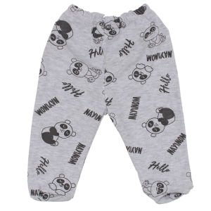 Erkek Bebek Gri Panda Baskılı Patikli Tek Alt