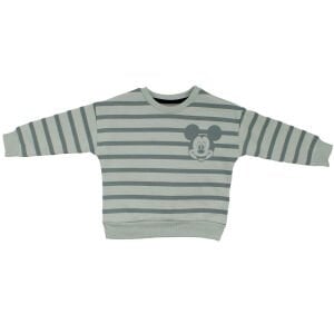 Erkek Çocuk Su Yeşili Çizgili Fare Baskılı 2'li Takım