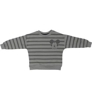 Erkek Çocuk Gri Çizgili Fare Baskılı 2'li Takım