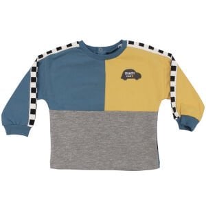 Erkek Bebek Mavi Sarı Araba Armalı 2'li Takım