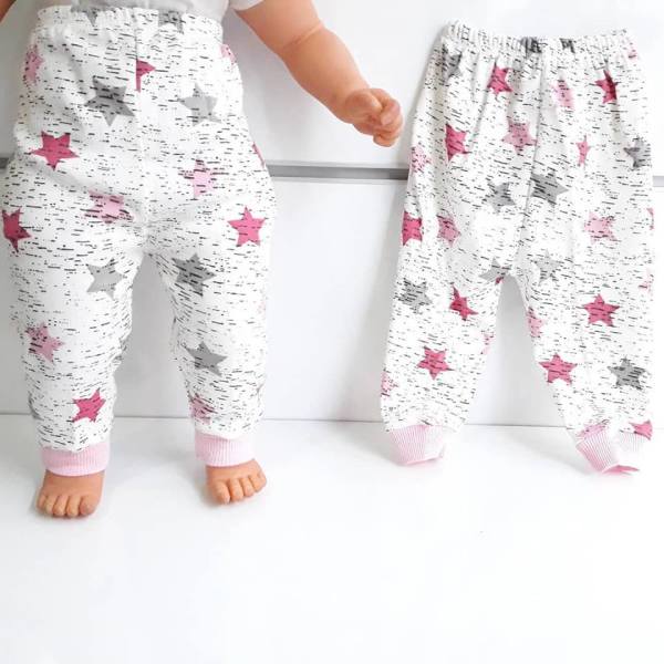 Yıldızlı Pembe Tek Alt Bebek Penye Pijama